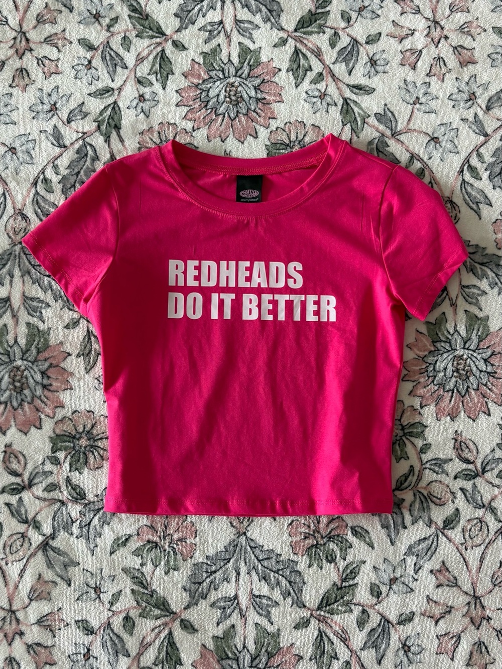 Cherry Kitten Pink Baby Tee